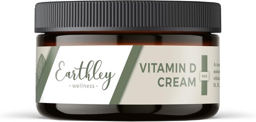 [BRSWYY33OACQGYDJ] Earthley Wellness Vitamina D Cream, Vitamina Tópica Natural D con Vitaminas A, D, " K2, Salud del Corazón, Salud de la piel y Embarazo, Base de aceite de hígado de bacalao (4 oz, Vitamina D Cream)