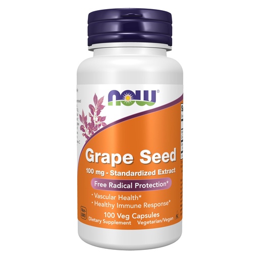[BRSWIY32BQNBSA32] NOW Supplements, Grape Seed 100 mg - Standardized Extract, Highly Concentrated Extract with a Minimum of 90% Polyphenols, with Vitamin C, 100 Veg Capsules