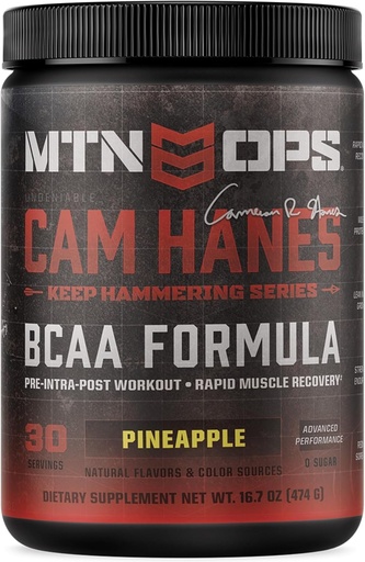 [BRSRMBL5CEFBYCTG] MTN OPS Cameron Hanes BCAA Powder Keep Hammering Series, 2:1:1 Amino Acids Supplement Powder for Rapid Muscle Recovery & Repair with Zero Sugar & Gluten Free - 30-Serving Tub