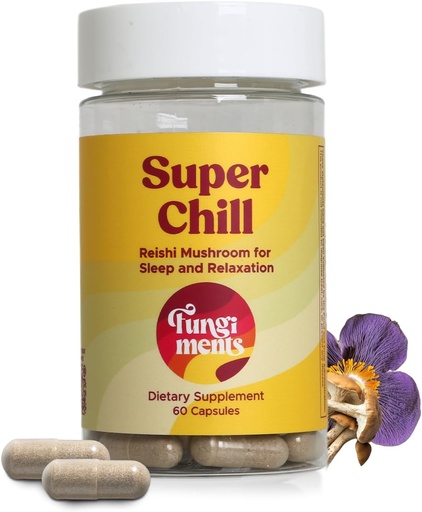 [BRSROHYOOZ6RUHIU] Fungiments Super Chill - Pilzergänzung - Reishi Pilz, Ashwagandha, Cortizol, L-Theanin, Leidenschaft Blume - Weniger Stress und besser Schlaf (60 Kapseln)