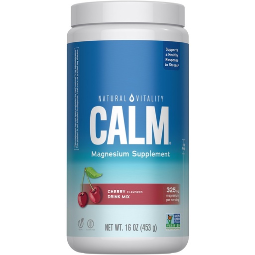 [BRSWIFT6BB4B6GDU] Natural Vitality Calm Magnesium 16 oz Powder | Relaxing Drink Mix | Cherry Flavored Supplement | 325mg Per Serving | Non-GMO, Gluten-Free & Vegan