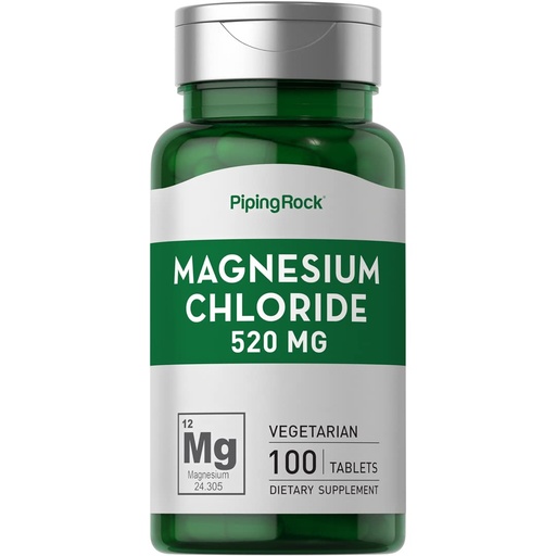 [BRSWIHAAOQOWKYIZ] Piping Rock Magnesium Chloride | 520mg | 100 Tablets | Vegetarian, Non-GMO, Gluten Free Supplement