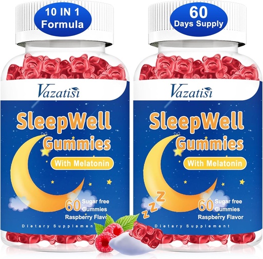 [BRSRO2TYOB7GYYL4] Sleep Gummies for Adults and Kids - Sugar Free Melatonin Gummies with Magnesium, L-Theanine, Vitamin B12, Vegan - Raspberry Flavored, 120 Cts