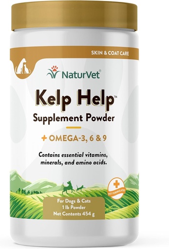 [BRSWIYT3CIIWGHLI] NaturVet Kelp Help Plus Omegas Skin and Coat Supplement for Dogs and Cats, Powder, Made in The USA with Globally Source Ingredients 1 Pound