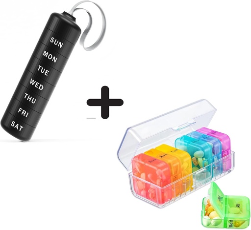 [BRSRAZAFOEMAGDY4] Zoksi Travel Pill Organizer, Daily Supplement Organizer Holder, Portable Vitamin Case with 7 Detachable Large Compartment, Weekly Pill Box 7 Day for Outside, Office, Home (Black)
