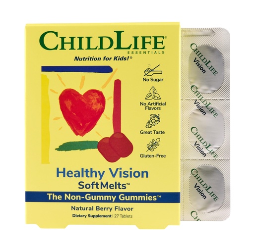 [BRSWYZDYBAPRGG37] CHILDLIFE ESSENTIALS Healthy Vision SoftMelts - Eye Vitamins for Kids, Lutein Gummies, Lutein and Zeaxanthin Supplements, Eye Health Gummies, Great Taste - Natural Berry Flavor, 27 Tablets