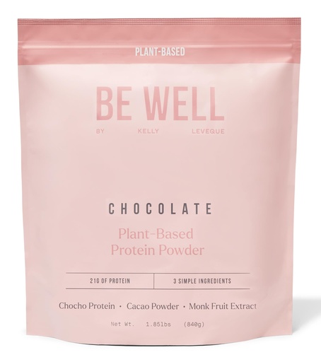 [BRSRMCT6OIBBSCTL] Be Well By Kelly Chocolate Plant-Based Protein Powder, Vegan 21G Protein 9G Fiber 1 NetCarb (3 Ingredients, 20 Servings) 9 Amino Acids 3 BCAAs No Soy, No Dairy, Stevia-Free No Sugar Added 1.85lb 840g
