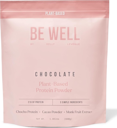 [BRSRMCT6OIBBSCTL] Be Well by Kelly Chocolate Plant-Based Білок Порошок, Vegan 21G Білок 9G Волокно 1 NetCarb (3 Інгредієнти, 20 Сервінги) 9 Амінокислоти 3 BCAA No Соя, No Dairy, Stevia-Free No Sugar Доданий 1.85lb 840g