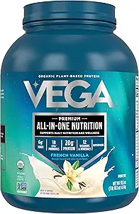 [BRSWG2YDOJ5RGYLK] Vega All in One Nutrition Organic - 20g Plant-Based Pea Protein, French Vanilla, 43 Servings, Vitamins A & C, Probiotics, Greens, Vegan, Keto, Gluten Free, 3.63lbs (Packaging May Vary)