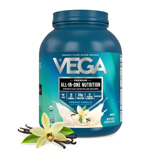 [BRSWG2YDOJ5RGYLK] Vega All-in-One Nutrition Organic Vegan Protein Powder – French Vanilla, 20g Protein Meal Replacement Shake – 3.63 lbs (43 Servings)