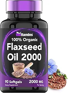 [BRSRMBIPCV6BSCY3] tnvitamins Organic Flaxseed Oil Softgels: 2000 mg - 90 Softgels | High in Omega-3 Fatty Acids | Flaxseed Oil Supplement for Women & Men | Non-GMO