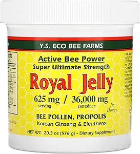 [BRSWKGIQBACWA3T6] YS BEE Farms Jelly Bee Pollen Propolis Ginseng Royal, 20.3 OZ