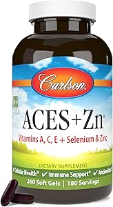 [BRSWIYILCUABACY7] Carlson - ACES + Zn, Vitamins A, C, E + Selenium & Zinc, Multivitamin with Zinc, Cellular Health & Immune Support, Selenium Multivitamin, Antioxidant, 360 Softgels
