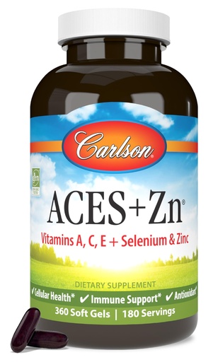 [BRSWIYILCUABACY7] Carlson - ACES + Zn, Vitamins A, C, E + Selenium & Zinc, Multivitamin with Zinc, Cellular Health & Immune Support, Selenium Multivitamin, Antioxidant, 360 Softgels