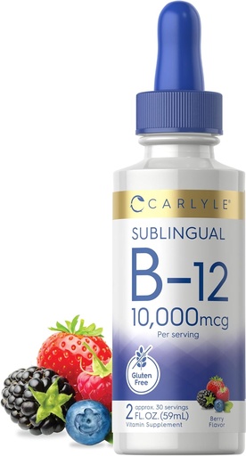 [BRSW2AYYCR5BG3DA] Carlyle Vitamin B12 Sublingual Liquid Drops | 10.00006 | 2 fl oz | Vegetarian, Non-GMO, Gluten Free