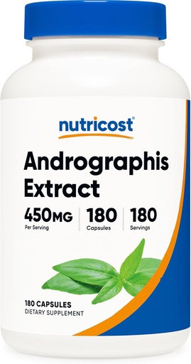 [BRSW2ED3CIBRMHL6] Nutricost Andrographis Extract 450mg, 180 Cápsulas Vegetarianas - Não-GMO e Glúten Grátis