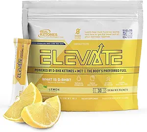 [BRSWYFARC4BW2EQV] Real Ketones MCT & BHB Exogenous Ketones Drink Mix Packets Elevate Keto Electrolytes Powder Packets No Sugar with 4 Main Electrolytes Plus Hydrating Proprietary Keto BHB - 30 Pack Lemon Twist