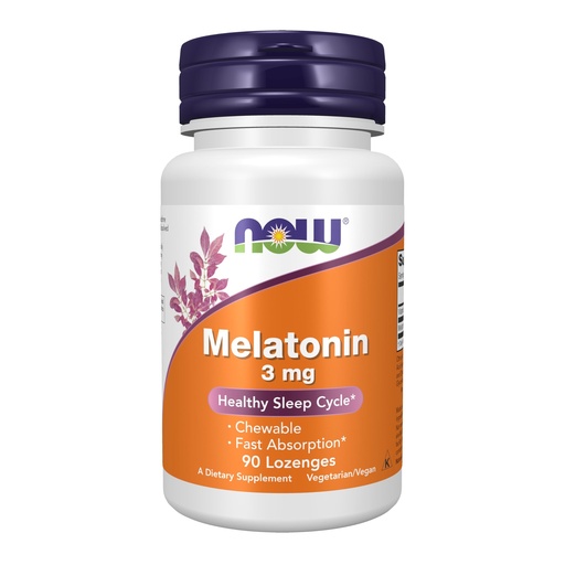 [BRSWIYYPOMNW2G3O] NOW Supplements, Melatonin 3 mg, Free Radical Scavenger*, Healthy Sleep Cycle*, 90 Chewable Lozenges