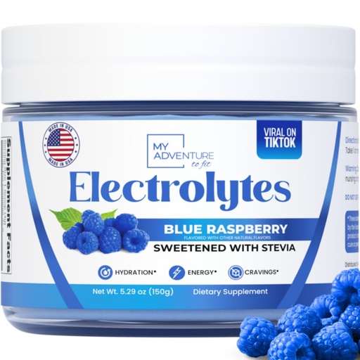[BRSROGIQOFYBEGTJ] Zero Sugar - Blue Raspberry Electrolytes Powder - Refreshing Hydration - Caffeine Free Energy - All Natural Ingredients - Vegan, Keto and Paleo - Sugar Free Electrolyte Powder Drink Mix - 37 Servings