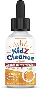 [BRSRAEL4CEGWAD3X] Kidz Cleanse | Zeolite Detox for Kids | Development, Behavior, Energy and Gut Health Support Supplement | Easy to Take, Pure Liquid Zeolite Drops + Methyl B12 + D3 (Orange Flavor) - 2oz