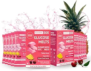 [BRSRAZD2O4JQIA37] Glucose SOS Melts Made with Dextrose Powder Natural Fruit Puree Sugar, Like Glucose Tabs, Fast Acting Tablets That Melt with 10 Individual 15g Servings of Cherry/Pineapple