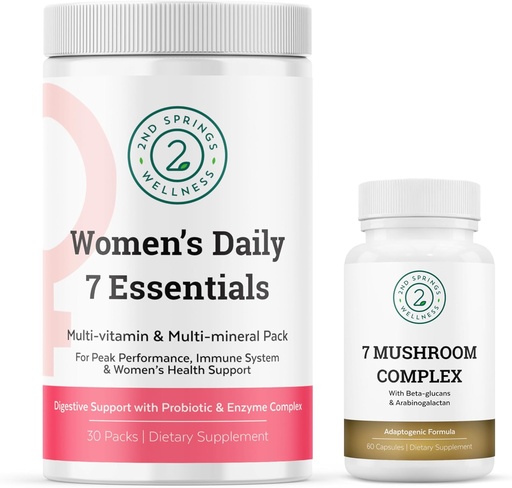 [BRSROAQDBYBB6DLJ] Feminine Vitality Bundle - 7 Mushroom Complex & Women's Daily 7 Essentials for Complete Wellness