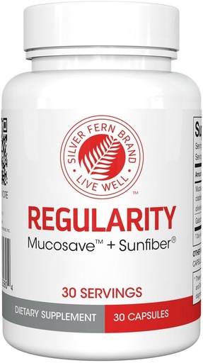 [BRSRMHY6OB6AGYIZ] Silver Fern Regularity Digestive Supplement Capsules Brand - 1 Bottle = 30 Capsules = 30 Day Supply - Mucosave FG (Prickly Pear Polysaccharides & Olive Leaf Polyphenols) & SunFiber