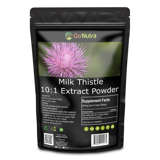 [BRSWYBL2BYAR6HLP] Go Nutra Milk Thistle Powder 1 lb. | Milk Thistle Extract 10:1 Strength Silymarin | Silybum Marianum Herbal Supplement Non-GMO