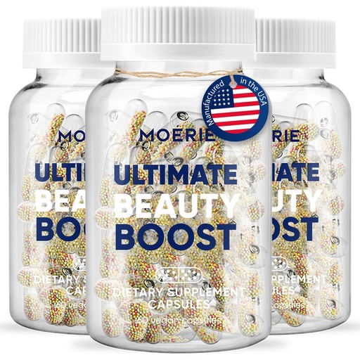 [BRSW2CANBYOWGGTD] Moerie Hair Boost Supplement for Women & Men - Hair Skin and Nails Vitamins with Biotin, Q10 & Minerals - for Thicker, Fuller Hair & Hair Health - Advanced Beadlet Delivery System - 180 Pills