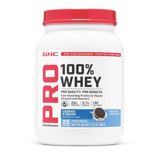 [BRSREHQPOQJWADTG] GNC Pro Performance 100% Whey 2.0 - Cookies & Cream (25 Servings)