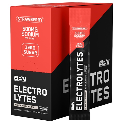 [BRSRMCYOA4FGYC3U] BARE PERFORMANCE NUTRITION BPN Electrolytes Go Packs Hydration Drink Mix | Sugar Free Electrolyte Powder | 500mg Sodium per Serving | Naturally Sweetened | Strawberry 30 Servings