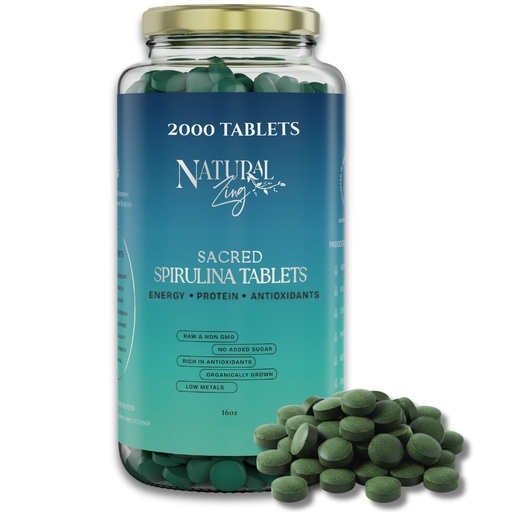 [BRSWIZQEAQFBEDTC] NaturalZing - 100% Pure Organic Spirulina Tablets | Non-GMO | Daily Greens | Vegan Superfood Protein & Antioxidant Support – Rich in Phycocyanin, Beta Carotene & Iron - 2000 Tablets (16 oz Bulk Pack)