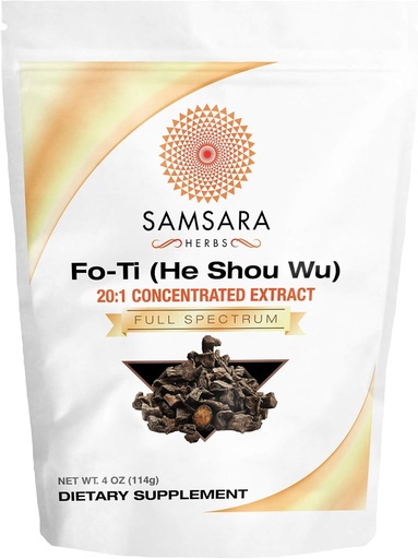 [BRSWKFQQDJ4G2FTC] Samsara Herbs Fo-Ti Extract Powder (4oz/114g) (He Shou Wu) - 20:1 Concentrated Extract, Prepared