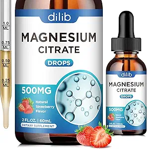 [BRSRO2Q5CECWCEI7] Magnesium Citrate Liquid Magnesium Drops Supplement 500mg-Support Stress Relief, Bone, Muscle, Mood, Sleep-2 Fl Oz, Vegan, Strawberry Flavor