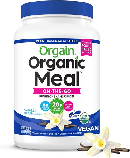[BRSWIAA6CQDB6FIZ] Orgain Organic Vegan Meal Заміна білкового порошку, Vanilla Bean - 20г Рослинний білок, Глютен Безкоштовно, безбарвний, без цукру, для смузі & коктейлів - 2.03lb