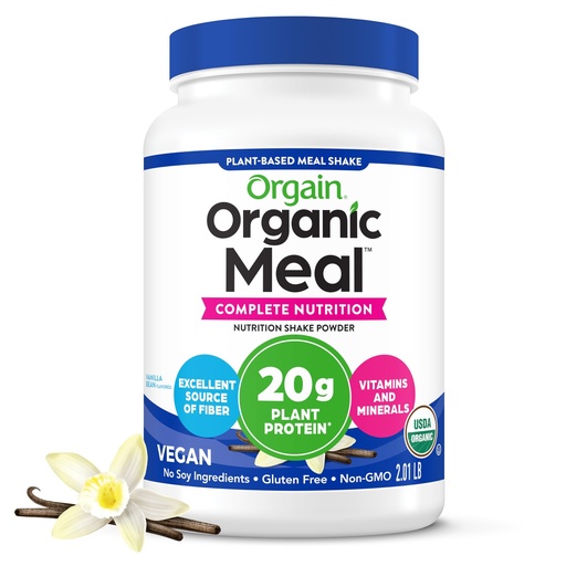 [BRSWIAA6CQDB6FIZ] Orgain Organic Vegan Meal Replacement Protein Powder, Vanilla Bean - 20g Plant Based Protein, Gluten Free, Dairy Free, Lactose Free, Soy Free, No Sugar Added, For Smoothies & Shakes - 2.03lb