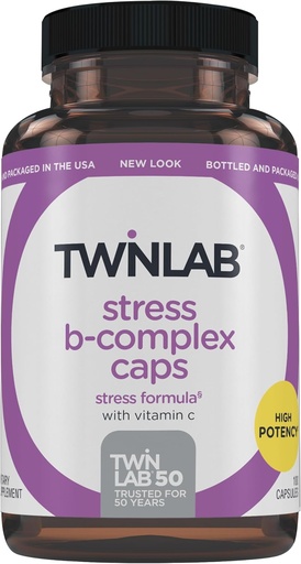 [BRSWIGT5BMIACCL6] Twinlab Stress B-Complex Caps - Complete B-Complex & 1000 mg Vitamin C - Energy Support Supplement with Vitamin B12 and B6-100 Capsules