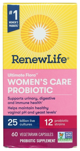 [BRSWGEDYO57Q4H3D] Renew Life Women's Probiotic Capsules, Supports pH Balance for Women, Vaginal, Urinary, Digestive and Immune Health, L. Rhamnosus GG, Dairy, Soy and Gluten-Free, 25 Billion CFU - 60 Ct