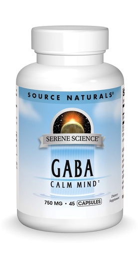 [BRSWIY35BN4BECTC] Source Naturals Serene Science GABA, for a Calm Mind, 750mg - 45 Capsules