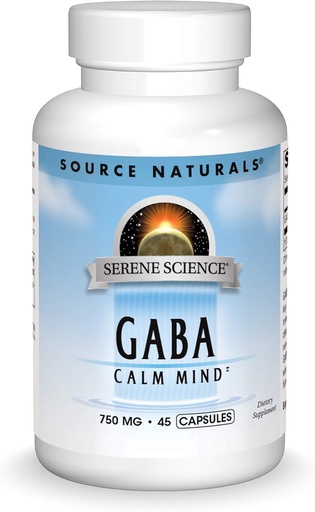 [BRSWIY35BN4BECTC] Source Naturals Serene Science GABA, for a Calm Mind, 750mg - 45 Capsules