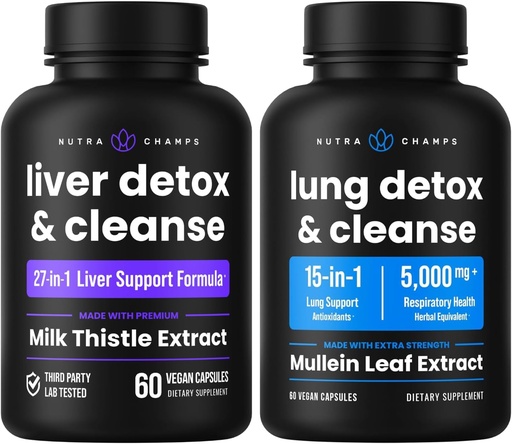 [BRSROGAQBEHRSFLA] NutraChamps Liver Cleanse Capsules and Lung Cleanse Capsules 2 Pack Bundle