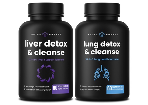 [BRSROGAQBEHRSFLA] NutraChamps Liver Cleanse Capsules and Lung Cleanse Capsules 2 Pack Bundle