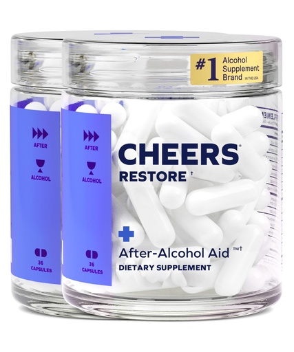 [BRSWG2YZOYGQODLG] Cheers Restore | Supplement with DHM + L-Cysteine | Feel Better After Drinking & Support Your Liver | 24 Doses | Dihydromyricetin, Cysteine, Prickly Pear, B-Vitamins, Ginger