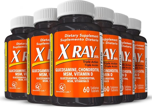 [BRSROGAQBAIG2D3G] X Ray Dol Triple Action Joint Support Supplement with Glucosamine 1500mg, Chondroitin 800mg, MSM 750mg and 5X Vitamin D for Healthy Joints, Bones & Cartilage - 60 Count per Bottle - 6 Pack