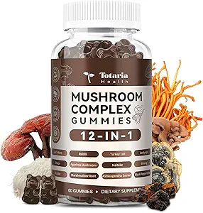[BRSRAZI7CEGREG32] Mushroom Complex Gummies Supplements 12 Blend with Lions Mane Supplement Vegan Blend with Reishi, Cordyceps, Ashwagandha - Lion's Mane Mushroom Gummies for Adults Brain Booster, Immune Support, Energy