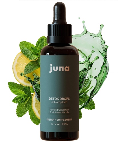 [BRSW2AIPAUFWGCI7] Juna Detox Chlorophyll Drops — Daily Wellness & Detox Support | Lemon Mint Spa Water Taste | Supports Cellular Health, Cleanse, and Internal Freshness | 60mg Chlorophyll per Serving