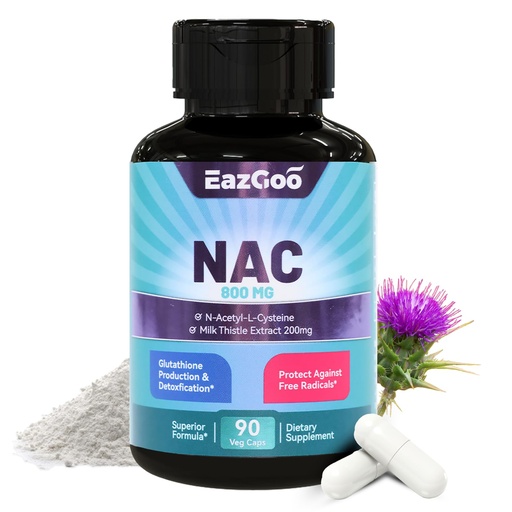 [BRSROCANC4IQGA3G] NAC Supplement, N-Acetyl Cysteine Capsules 800mg, N-Acetyl Supplement with Milk Thistle 200mg, Antioxidant Support, Vegan, GMOs-Free, NAC 90 Count (Pack of 1)