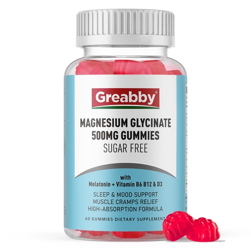 [BRSRMAL3OIMQMG3A] Magnesium Glycinate Gummies 500mg for Adults Sleep Support, Chewable Magnesium Gummies for Women & Men, Muscle Relief & Magnesium Supply (60 Count)