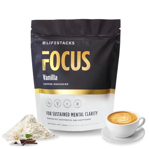 [BRSROBQCDEPAO23O] Crema per Caffè Focus per Energia & Clarity - MCT Powder + Nootropics + Adaptogens - Boost Produttività Senza Jitters o Crash - Keto, Vegan, 0 Zucchero - con Taurina, L-Tyrosine, Rhodiola