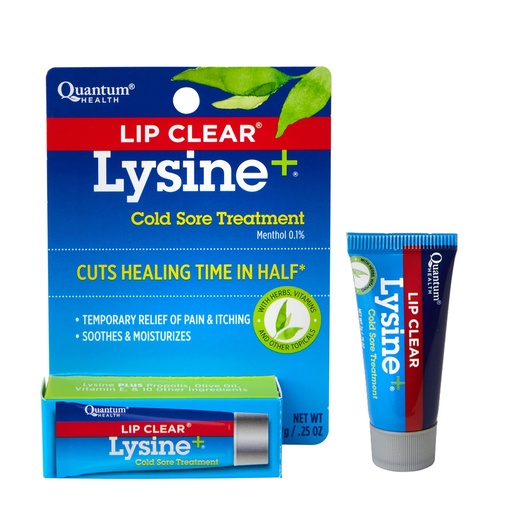 [BRSWIYTYO4GBGGA5] Quantum Health Lip Clear Lysine+ Cold Sore Treatment Soothe & Moisturize Mouth Sores - L-Lysine Menthol Calendula & Propolis Ointment - Transparent Fever Blister Healing Balm - 0.25 Oz